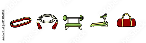 Colorful gym equipment for fitness and exercise motivation