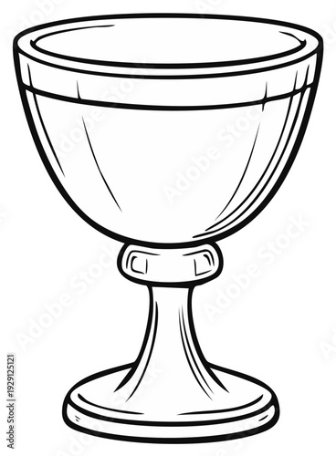 Cartoon drawing of an elegant goblet or chalice with a stem and base, isolated