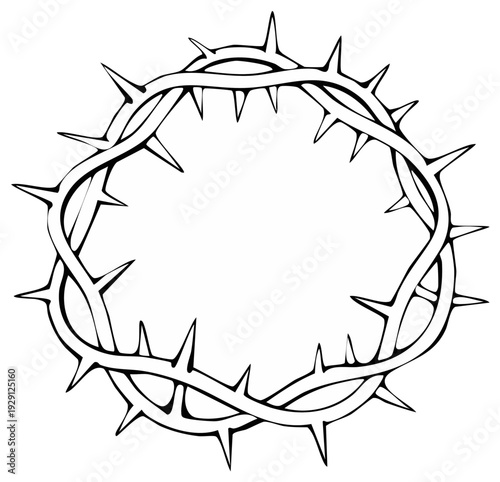 Intricate hand drawn illustration of a thorny crown of thorns a religious symbol of suffering and sacrifice