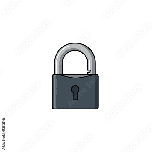 Open Padlock Icon, Security Unlocked, Flat Design, Gray