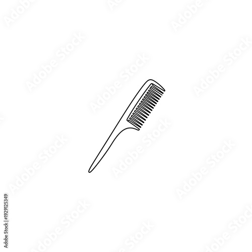 Hand-Drawn Outline of a Classic Fine-Tooth Hair Comb for Styling