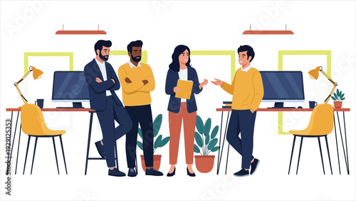 Diverse Business Team Informal Meeting and Office Interaction