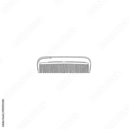 Hand-Drawn Outline of a Wide-Tooth Hair Comb or Brush