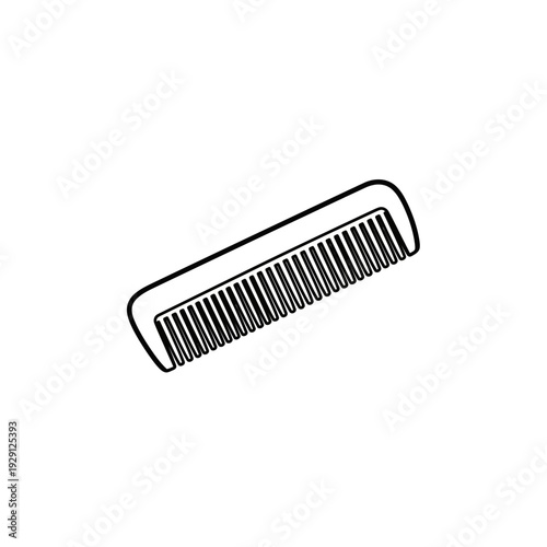 Simple Hand-Drawn Outline of a Rectangular Fine-Tooth Comb