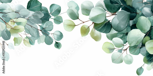 Botanical watercolor frame with delicate foliage and branches, ideal for wedding invitations, greeting cards, spring menus, and nature-inspired elegant stationery designs.