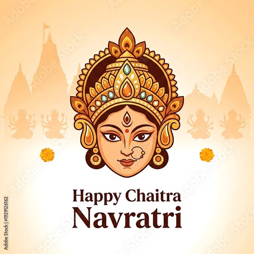 Celebrating the vibrant and spiritual festival of chaitra navratri with a divine illustration