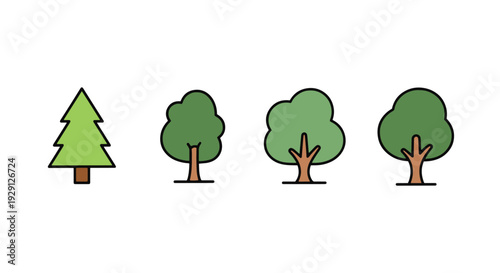 Forest tree Line art soft tone color vector