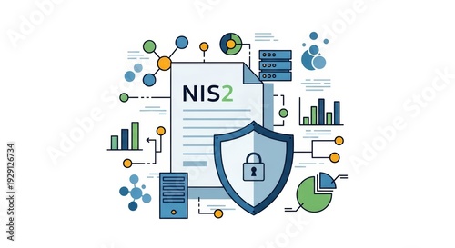 NIS2 Directive Cybersecurity Shield Network Security Data Protection Technology Concept
