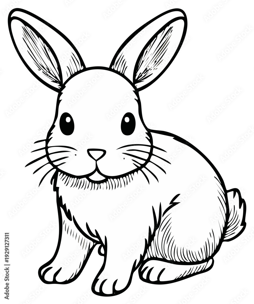 Obraz premium Rabbit drawing illustration, hand-drawn style rabbit animal clip art vector image