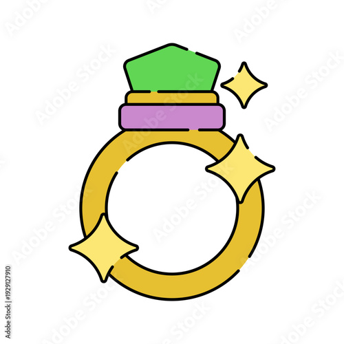 Magic Ring Flat design style enchanted ring symbolizing power ideal for fantasy artifacts and magical illustrations