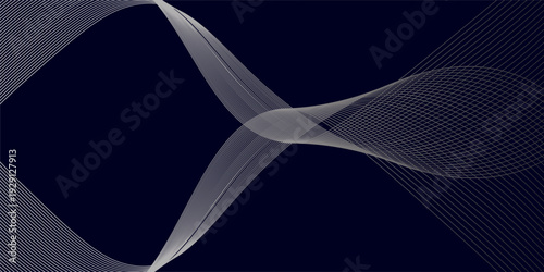 Gradient abstract waves in pink and blue shades with smooth curves and subtle contour lines on a dark blue background, symbolizing fluidity, data or sound flow.