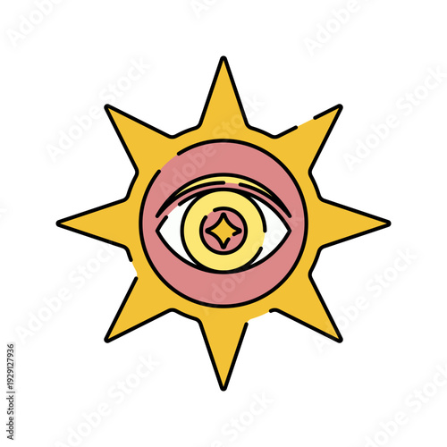 Sun Eye Symbol Flat design style sun with eye representing power ideal for astrology spiritual and mystical themed artwork
