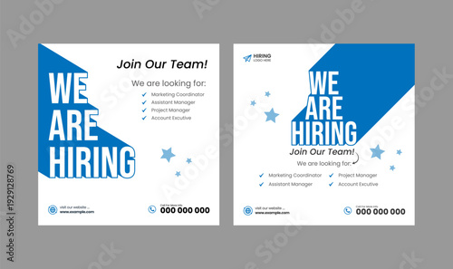 We are hiring job vacancy square web banner design.