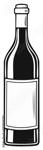 Elegant wine bottle illustration with blank label for branding or design concepts.