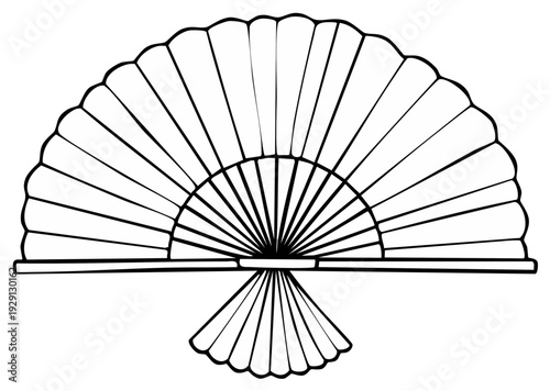 Elegant Black and White Hand Fan Illustration