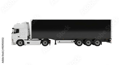 White Semi Truck And Black Trailer Transportation On A Transparent Background