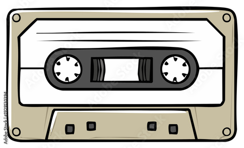 Cartoon Cassette Tape Illustration, Retro Audio Medium