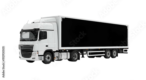 White Semi Truck Isolated on Black Background Reflecting Commercial Transportation