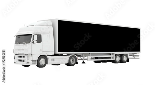 White Semi Truck on Black Background Representing Transportation and Logistics Concept