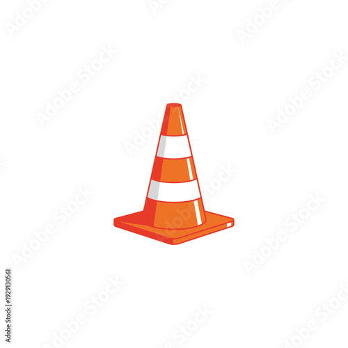 Vibrant Orange and White Flat Design Traffic Cone Icon