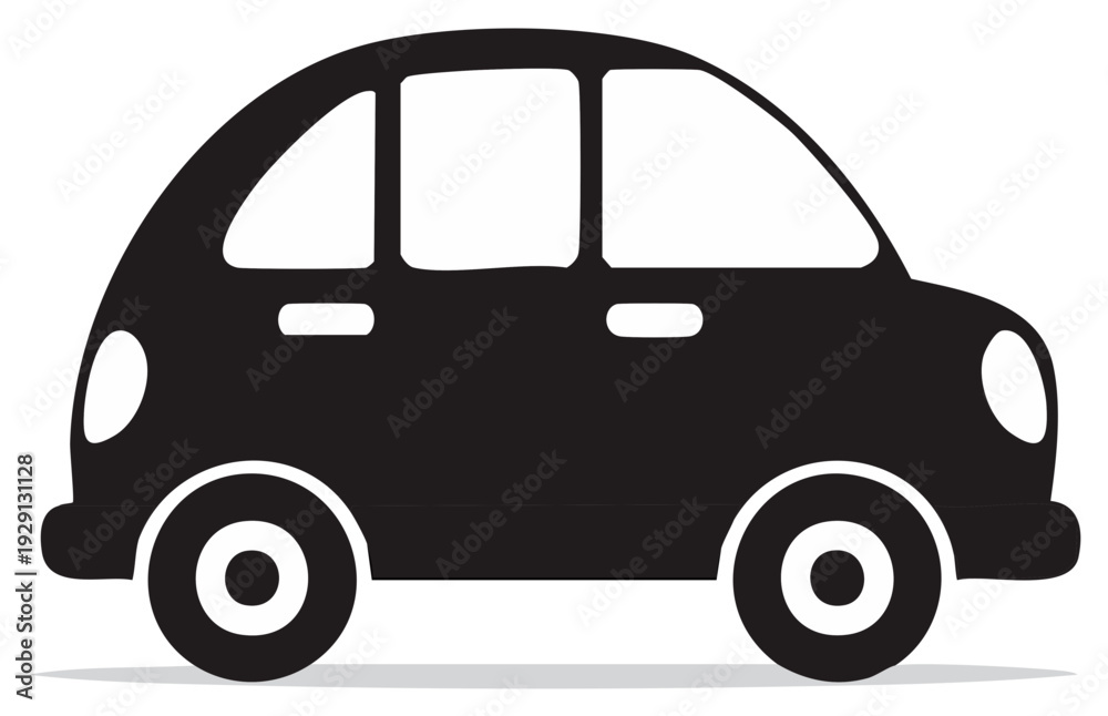 Fototapeta premium Simple Black Silhouette of a Compact Car Side View