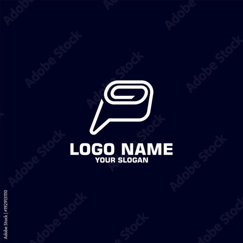 initial letter P clip logo design vector