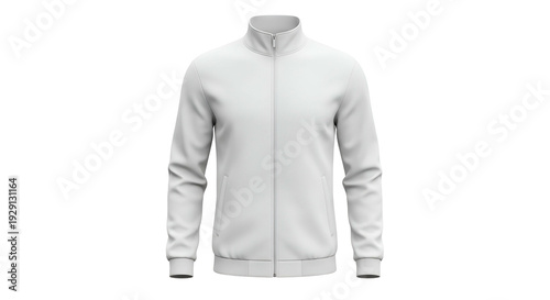 White Track Jacket on Transparent Background