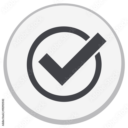 Dark Gray Check Mark Inside White Circle Simple Icon Symbol