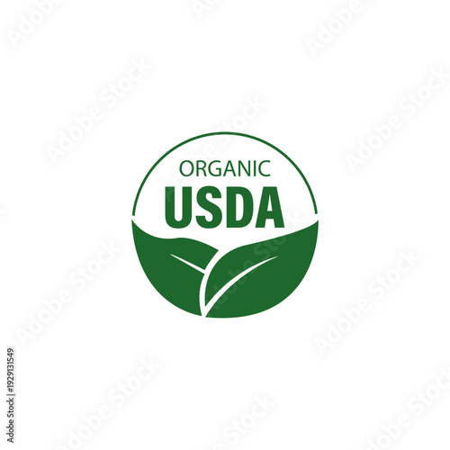 USDA Organic Certification Logo Symbol with Green Leaves