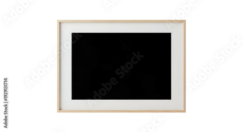 Wooden Frame With White Mat And Black Center Isolated On Black Background With Transparent Background