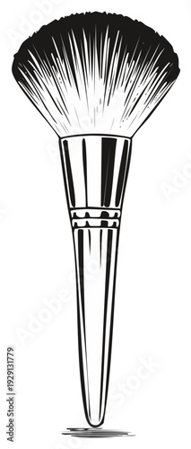 Elegant black and white cosmetic brush illustration for beauty designs and makeup concepts