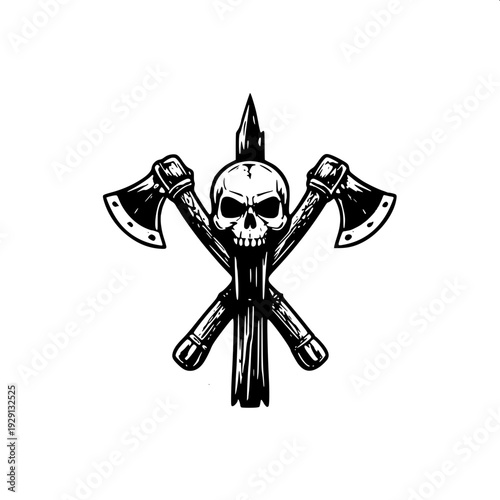 Set of warrior axes silhouettes, flat black vector graphics, clean edges, icon style layout on white background