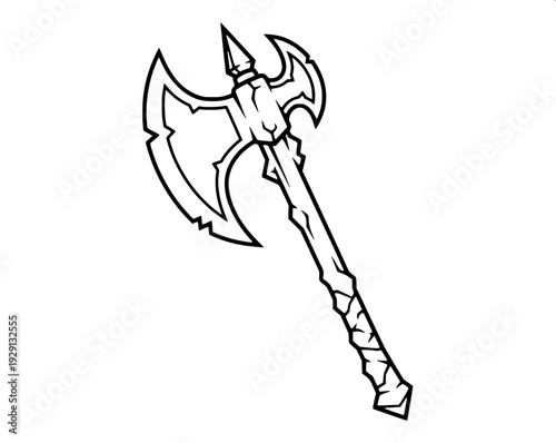 Set of warrior axes silhouettes, flat black vector graphics, clean edges, icon style layout on white background