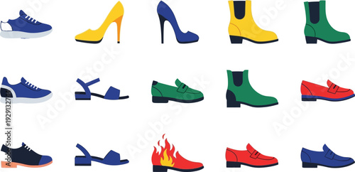 A Collection of Stylish Footwear: A vibrant compilation of fashionable shoes showcases diverse styles for various occasions, celebrating elegance and comfort.