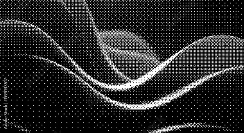 A minimalist vector graphic illustration of white lines on a black background dither