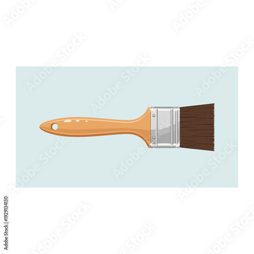 Professional Artistic Paintbrush with Wooden Handle Illustration