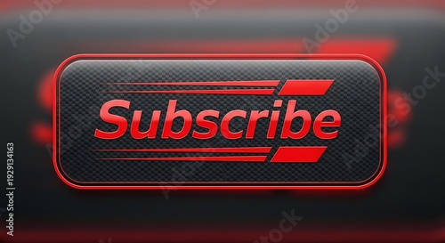 Sleek carbon fiber subscribe button with red accents, embodying speed and modern design.
