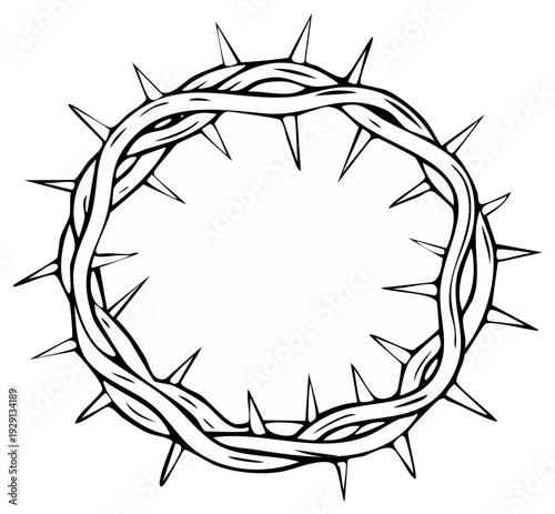 Hand Drawn Crown of Thorns Symbolizing Sacrifice and Suffering