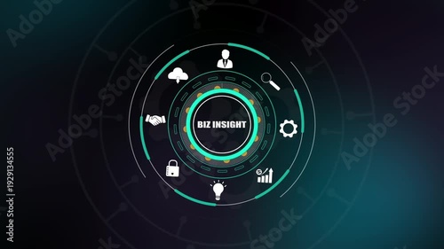 Professional biz insight business analysis, corporate strategic growth metrics, innovative digital information performance hud animation, 4k
