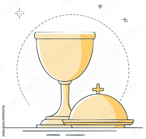 Stylized Chalice and Paten: Eucharist Symbols for Religious Themes