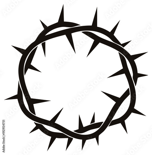 Black silhouette crown of thorns religious icon representing suffering and sacrifice