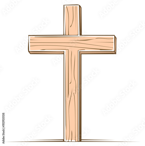 Simple Wooden Cross Symbol Illustration Rustic Religious Symbol