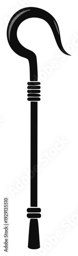 Simple black scepter, isolated, vector, egyptian era, power and royalty concept, design asset, history and archaeological studies