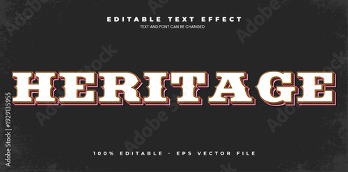 Heritage editable text effect in modern trend style
