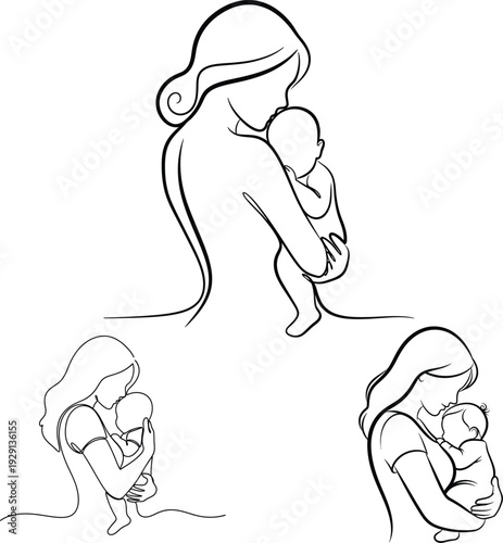 Heartwarming mother day illustrations of love and care