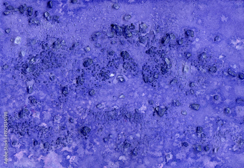 Watercolor Closeup of purple textured surface with scattered crystal-like granules, creating abstract mineral background for design and artistic concepts.