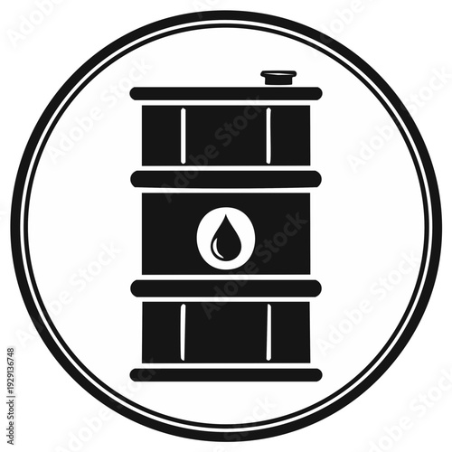Industrial Oil Barrel Icon Symbol for Energy and Fuel Storage Transport