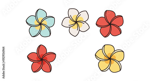 Frangipani Line art creative tone color illustration