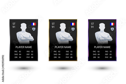 Football Player Card Template Set with Stats – Striker, Goalkeeper and Midfielder