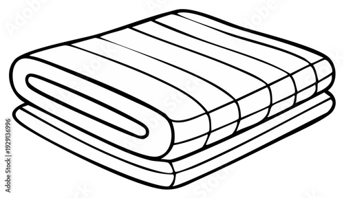 Folded Blanket Illustration: Stacked Bedding, Linework, Clean Look, Home Decor, Comfort, Fabric